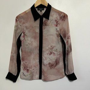 Aftershock London Pink Floral Button Down Blouse Size XS